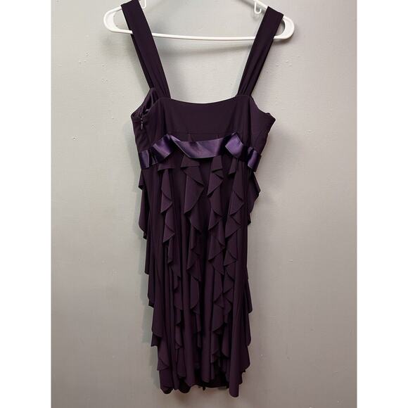 Cache Dress Womens Size 6 Chiffon Purple Ribbon Rhinestone Brooch Bow Cocktail - Picture 2 of 8